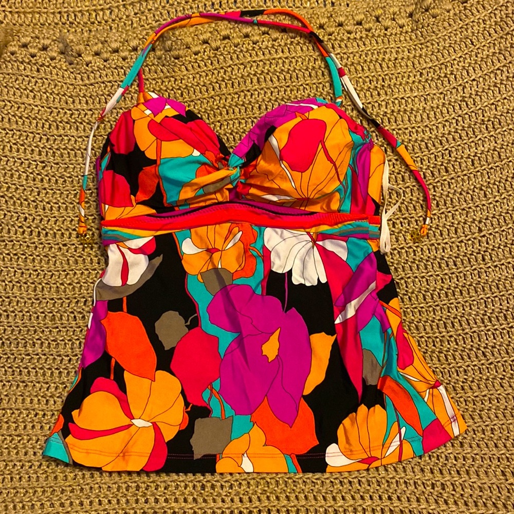 Trina Turk Gemini Printed Halter Tankini Top